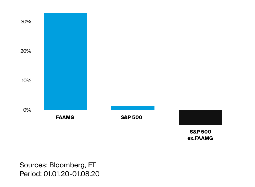 The FAAMG stocks have outperformed the broader index so far this year.